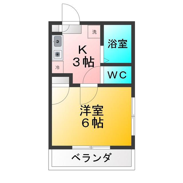 マキキハウス(1K/2階)の間取り写真