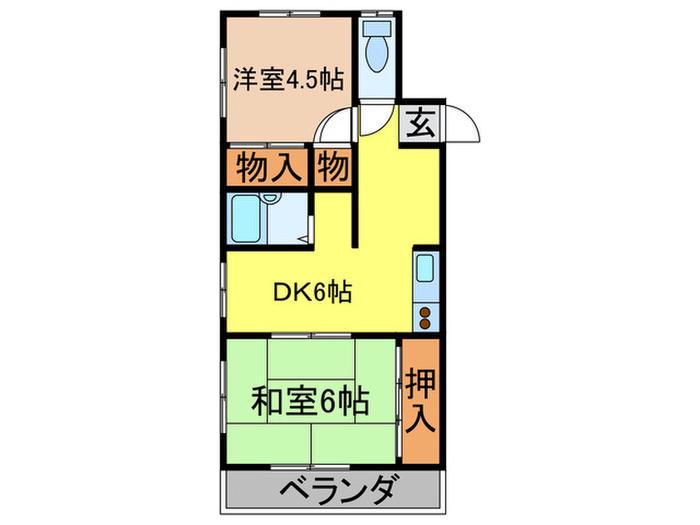 メゾン南花屋敷(2DK/3階)の間取り写真