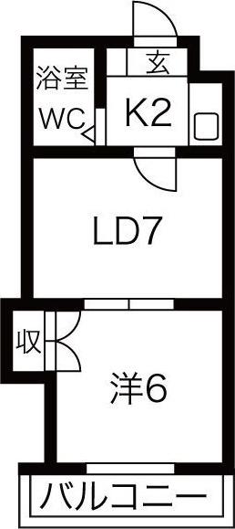 第一駒矢ビル(1LDK/3階)の間取り写真
