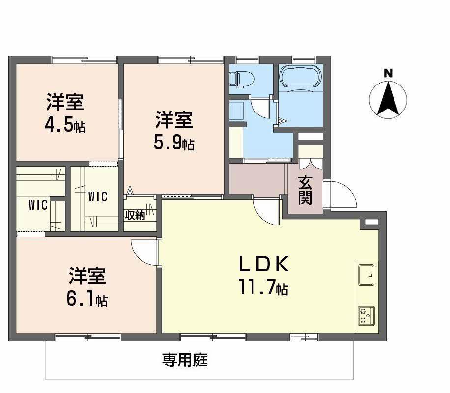フレグランス小坂 C棟(3LDK/1階)の間取り写真