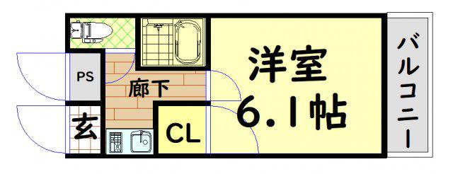 ラフォレスタ(1K/6階)の間取り写真