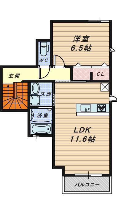 シャーメゾン プティ(1LDK/2階)の間取り写真
