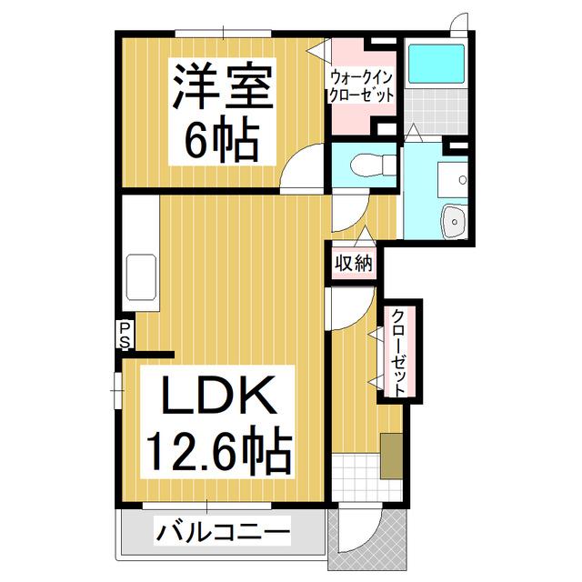 ミドル C(1LDK/1階)の間取り写真