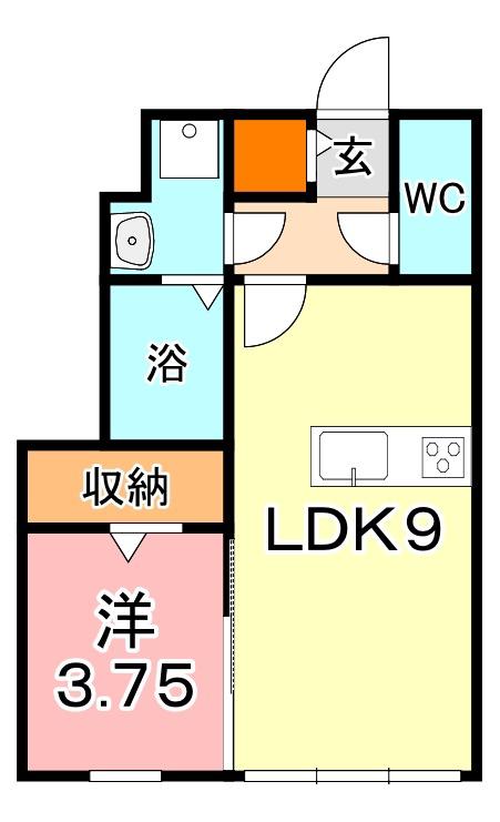 COCO上富井(1LDK/1階)の間取り写真