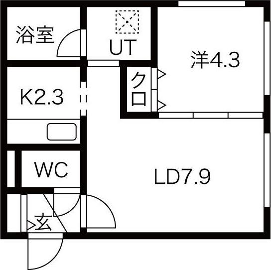 ベルコート南郷(1LDK/2階)の間取り写真