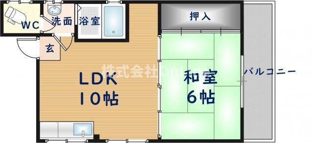 鎌田マンション(1LDK/4階)の間取り写真