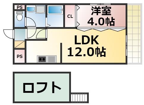 グランパシフィック小路(1LDK/2階)の間取り写真