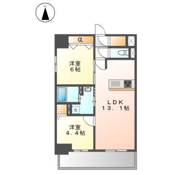 S-RESIDENCE高岳CLARITY(2LDK/6階)の間取り写真