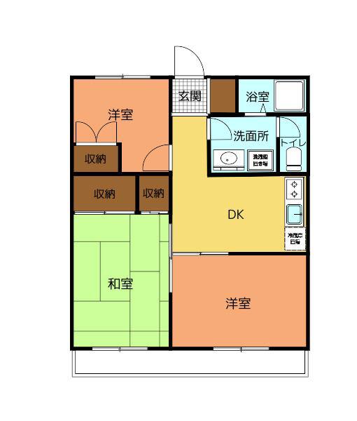 SUNBILL(3DK/2階)の間取り写真
