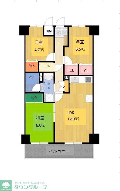 エクセラン三郷(3LDK/3階)の間取り写真