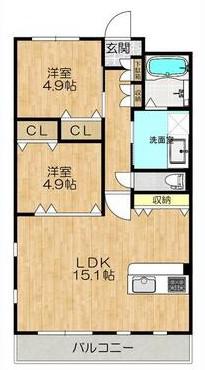 BONHEUR R (2LDK/1階)の間取り写真