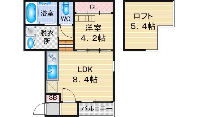 フランド本陣(1LDK/2階)の間取り写真