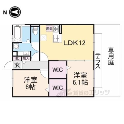 四季の風B棟(2LDK/2階)の間取り写真