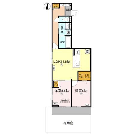 D-ROOM中小阪(2LDK/1階)の間取り写真