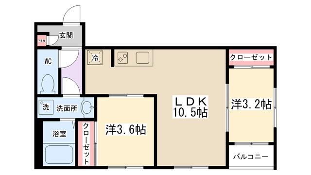 REVIVE古淵(2LDK/1階)の間取り写真