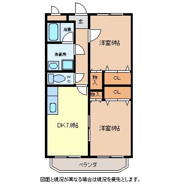 キャッスル軽井沢(2DK/1階)の間取り写真