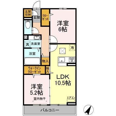 コンフォルト(2LDK/2階)の間取り写真