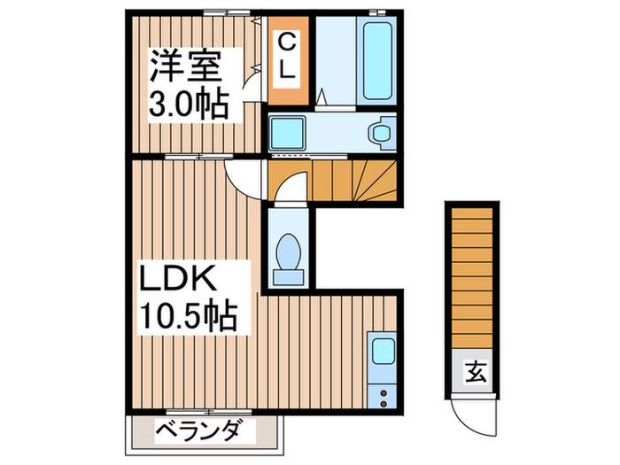 ペシュ・メゾンA(1LDK/2階)の間取り写真