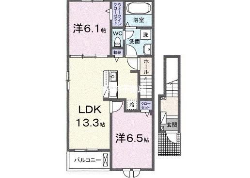 カーサ フェリーチェ(2LDK/2階)の間取り写真