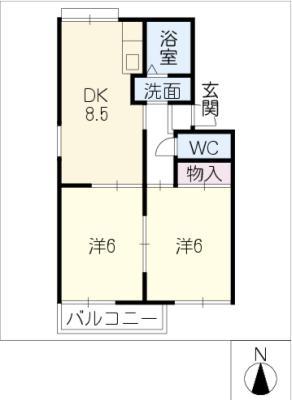 CREST QUARTER(2DK/2階)の間取り写真