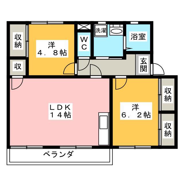 スリーゼ C(2LDK/2階)の間取り写真