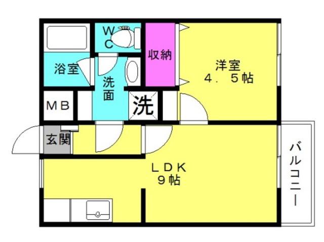 別府ハイツ B棟(1LDK/2階)の間取り写真