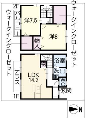 シェソワB(2LDK/2階)の間取り写真