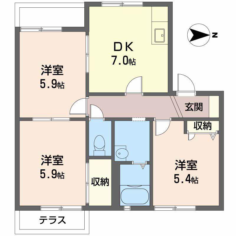ファミールグランデ(3DK/2階)の間取り写真