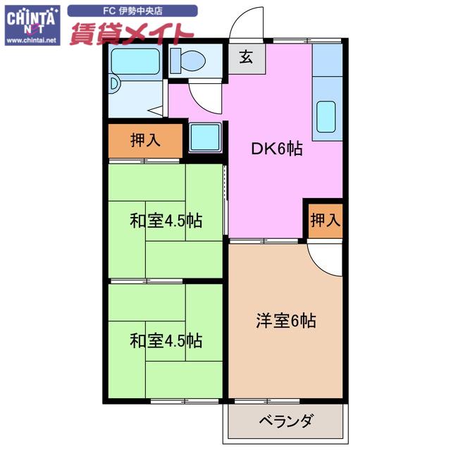コーポうららか(3DK/1階)の間取り写真