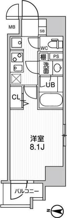 ROOTS KIKUKAWA(1K/5階)の間取り写真
