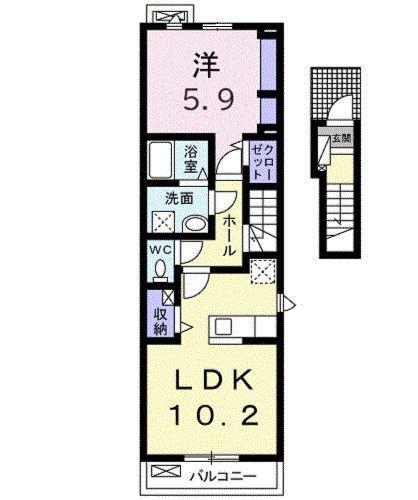 エスポワール(1LDK/2階)の間取り写真