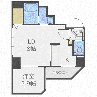 PRIVE菊水(1LDK/3階)の間取り写真