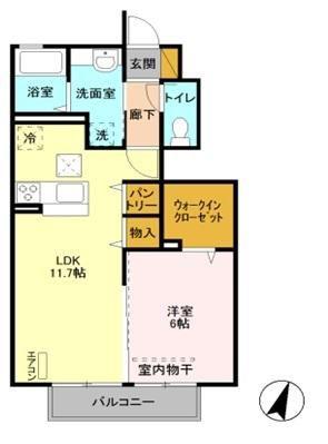 ボンヌール・ホノカ(1LDK/1階)の間取り写真