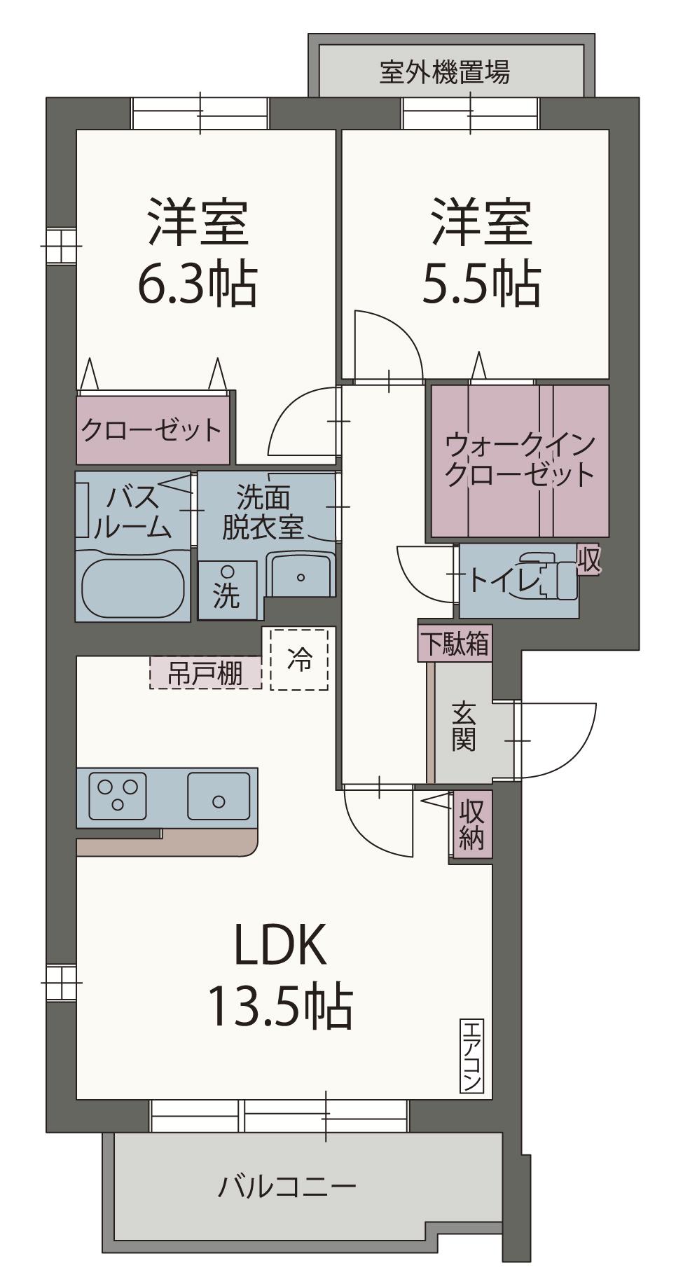 ラ・ポルテ(2LDK/3階)の間取り写真