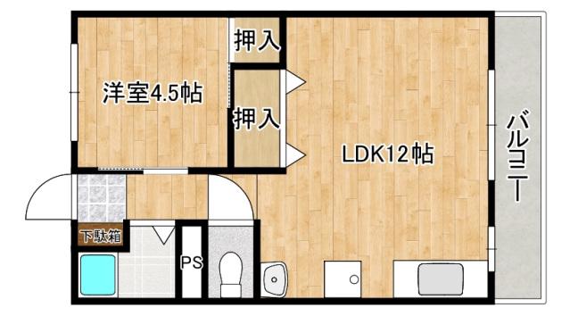 山田ビル(1LDK/4階)の間取り写真