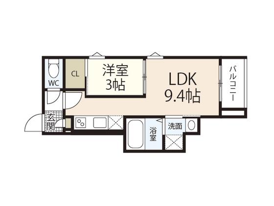 REGALEST 江波東(1LDK/1階)の間取り写真
