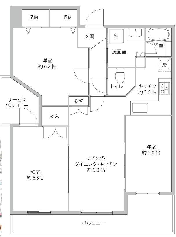 エステムコート堺東シティライフ(3LDK/13階)の間取り写真