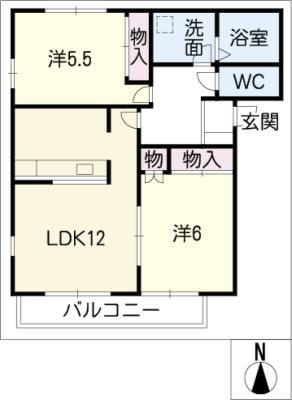 パティオ柏井(2LDK/1階)の間取り写真