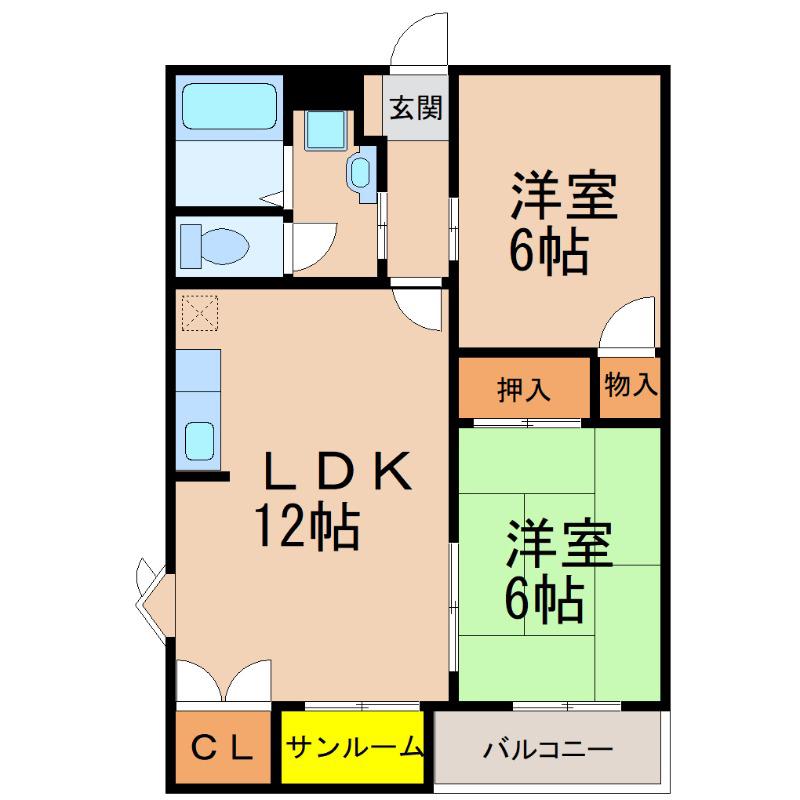 サンロード寿A棟(3DK/3階)の間取り写真