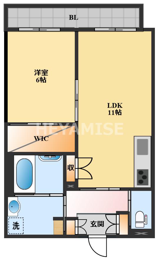 エルズコート(1LDK/4階)の間取り写真