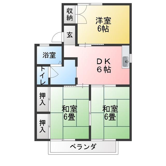 ハイツリラ(3DK/2階)の間取り写真