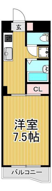 サンハイツ天保山 H棟(1K/2階)の間取り写真