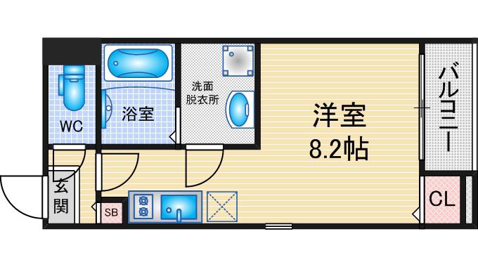 グローリー庄内緑地(1K/2階)の間取り写真