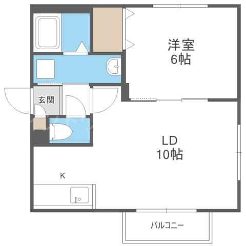 クラリス中の島(1LDK/2階)の間取り写真