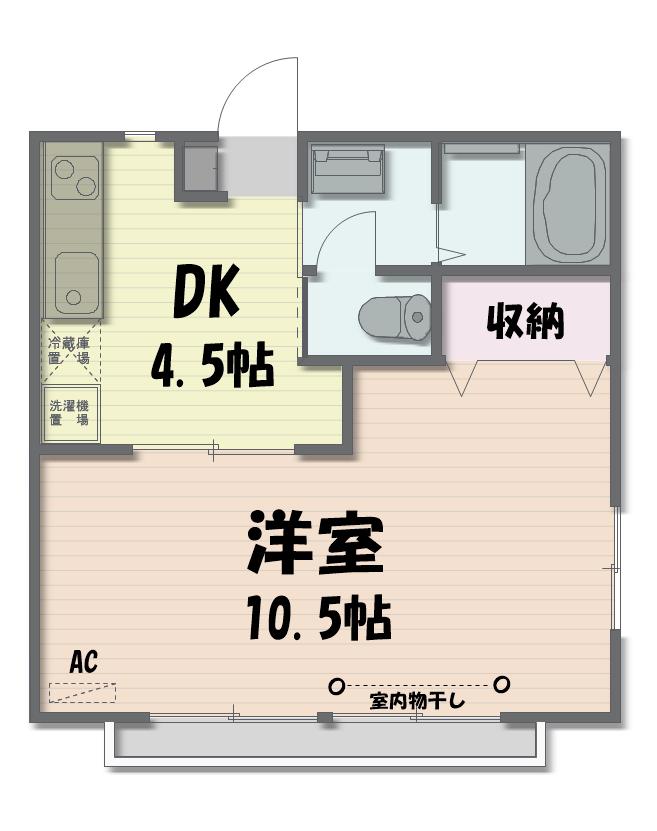 清明クイーン(1DK/2階)の間取り写真