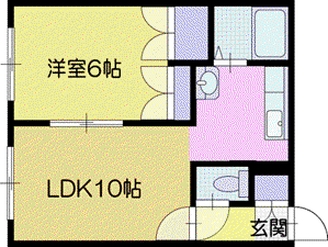 ハイツラッキー(1LDK/1階)の間取り写真