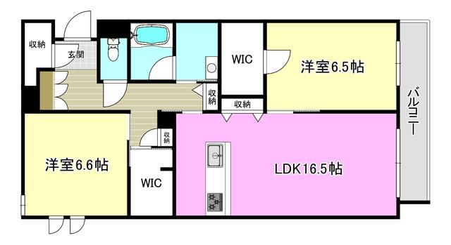 シャーメゾングランレーヴ(2LDK/3階)の間取り写真
