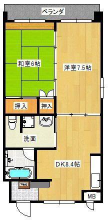 コモリエーゼ大野(2DK/3階)の間取り写真
