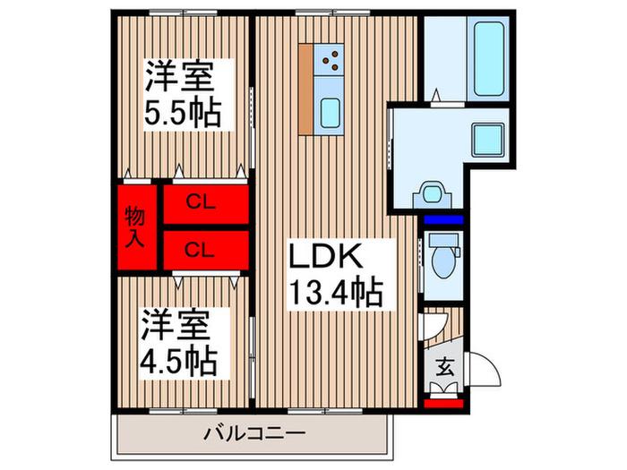 LUMETO(2LDK/1階)の間取り写真