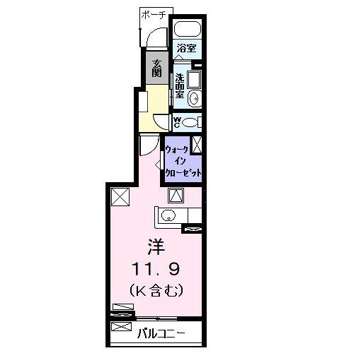 アルバソーレ S(ワンルーム/1階)の間取り写真
